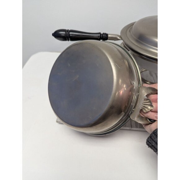 Vintage Manning Bowman Chafing Dishes With Lid Insert Dish And Stand Marked - Picture 4 of 12